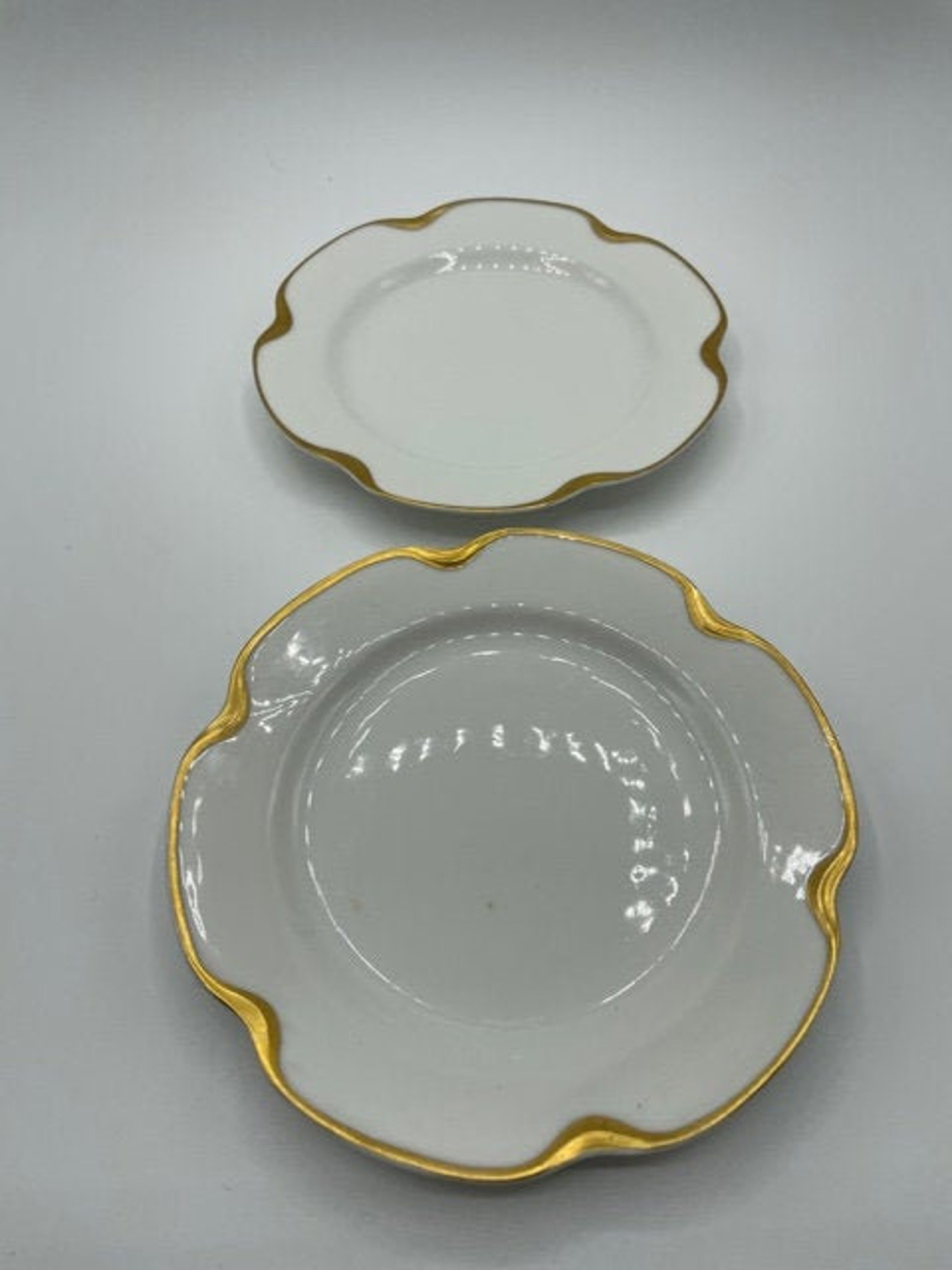 Vintage Haviland Limoges White Saucers with Gold Trim Etsy