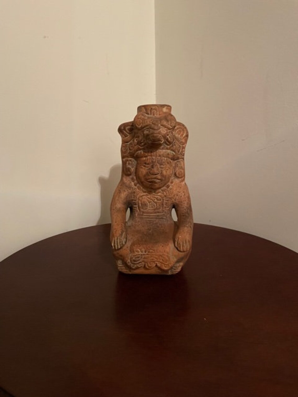 Vintage Mayan 2 Headed Sorcerer Aztec Inka Clay Figurine Han Etsy