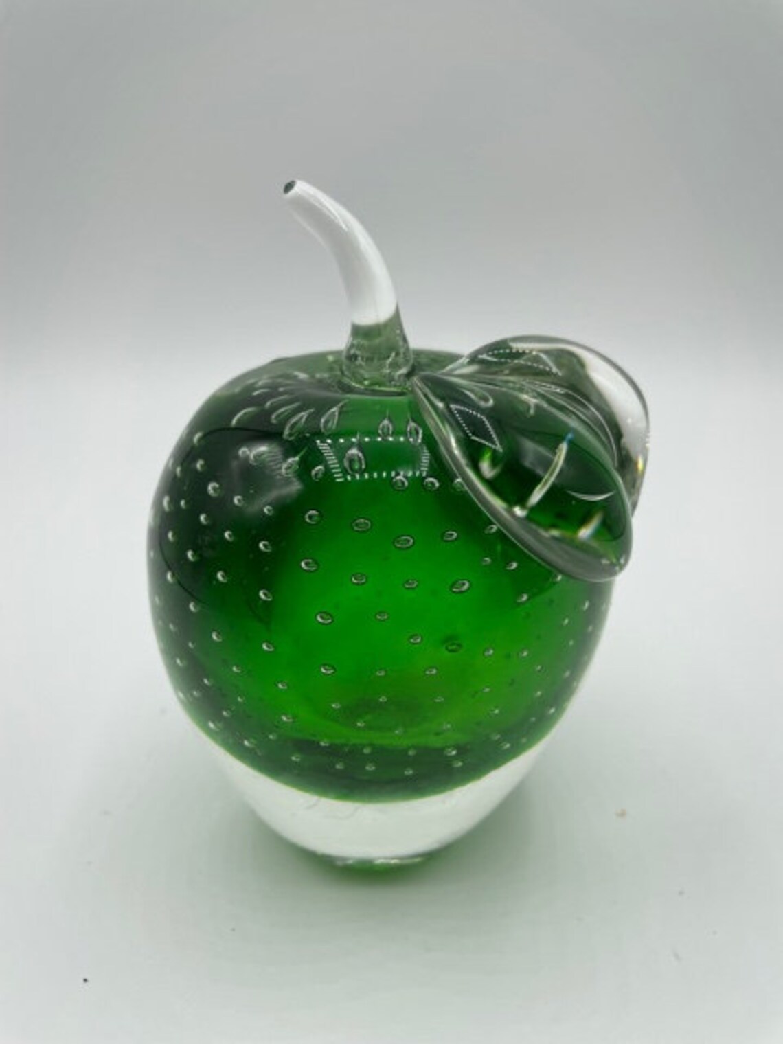 Alfredo Barbini Murano Art Glass Green Apple Paperweight Etsy