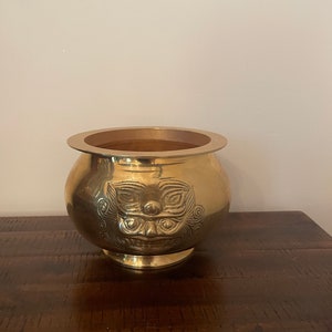 Vintage Asian Brass/ Bronze Incense Burner Pot Foo Dog Handles