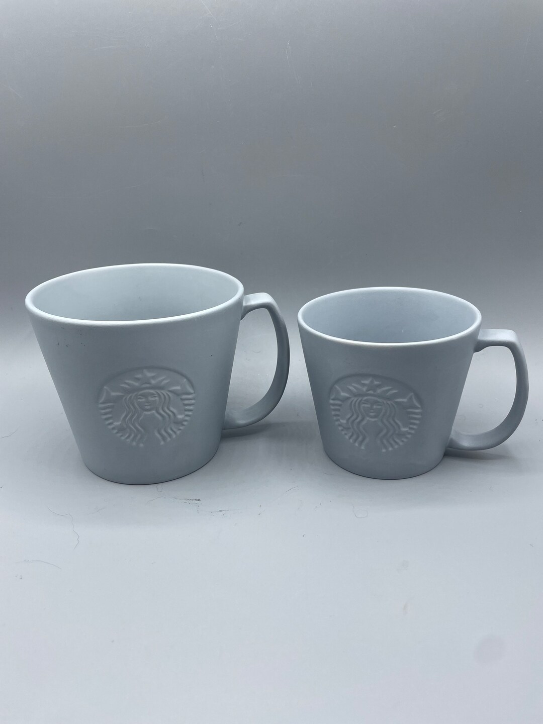 2 Starbucks Grey Coffee Mugs Large and Small Grey Pottery Etsy