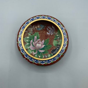 Chinese Cloisonné Champlevé Floral Bowl