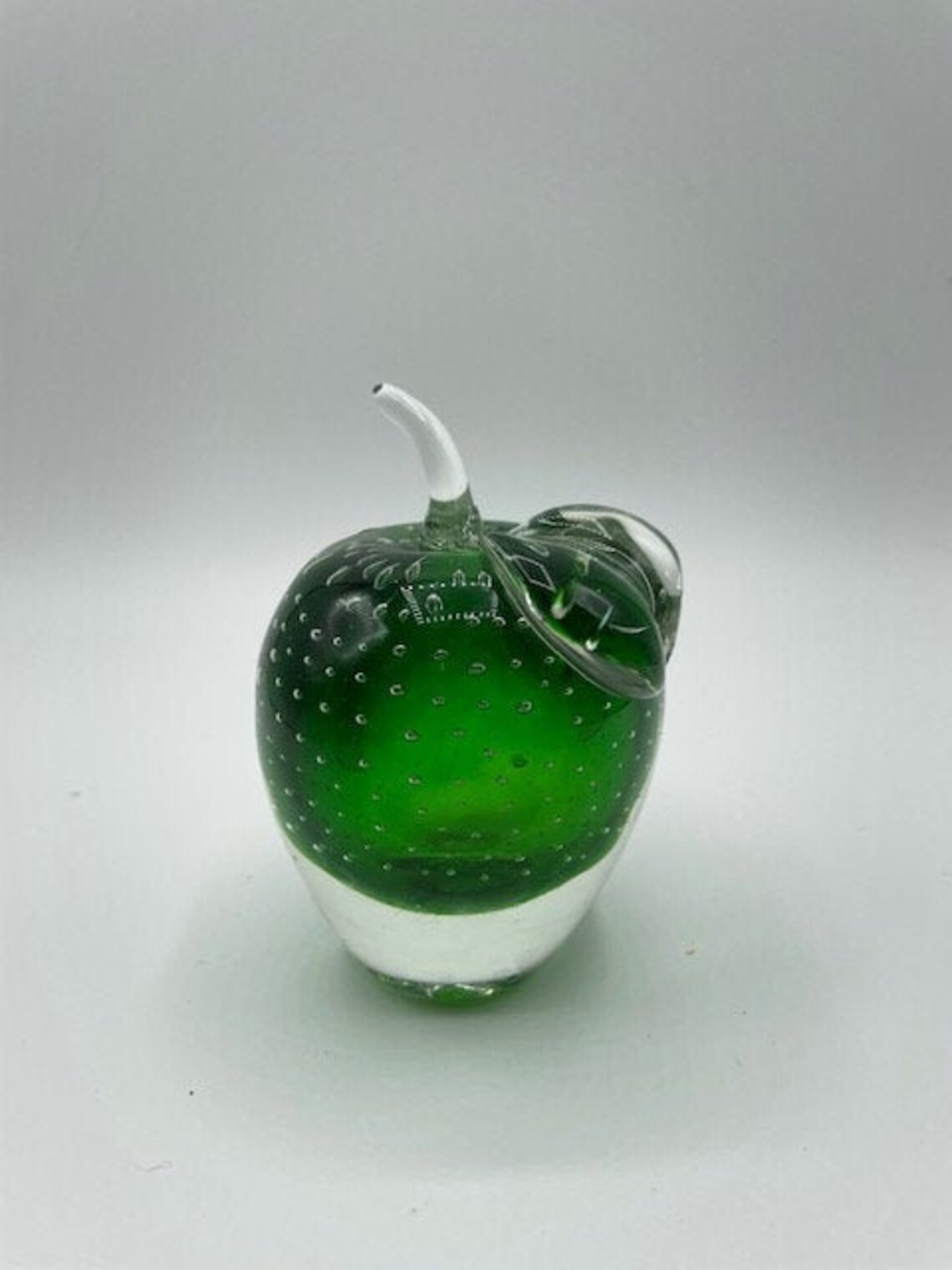 Alfredo Barbini Murano Art Glass Green Apple Paperweight Etsy