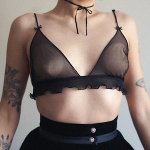 Vintage black mesh, tulle Malizia by La Perla Bralette, bra, vintage La Perla