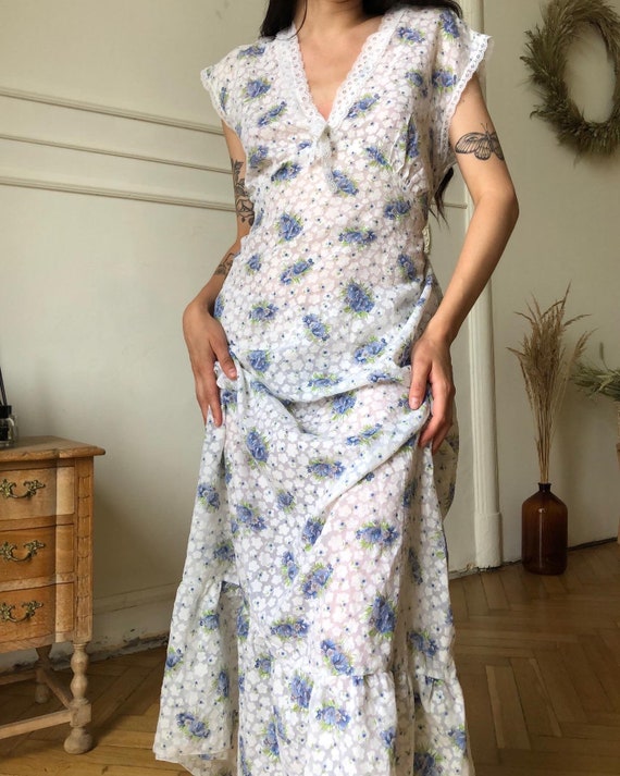 Beautiful vintage maxi floral summer dress, gown - image 2