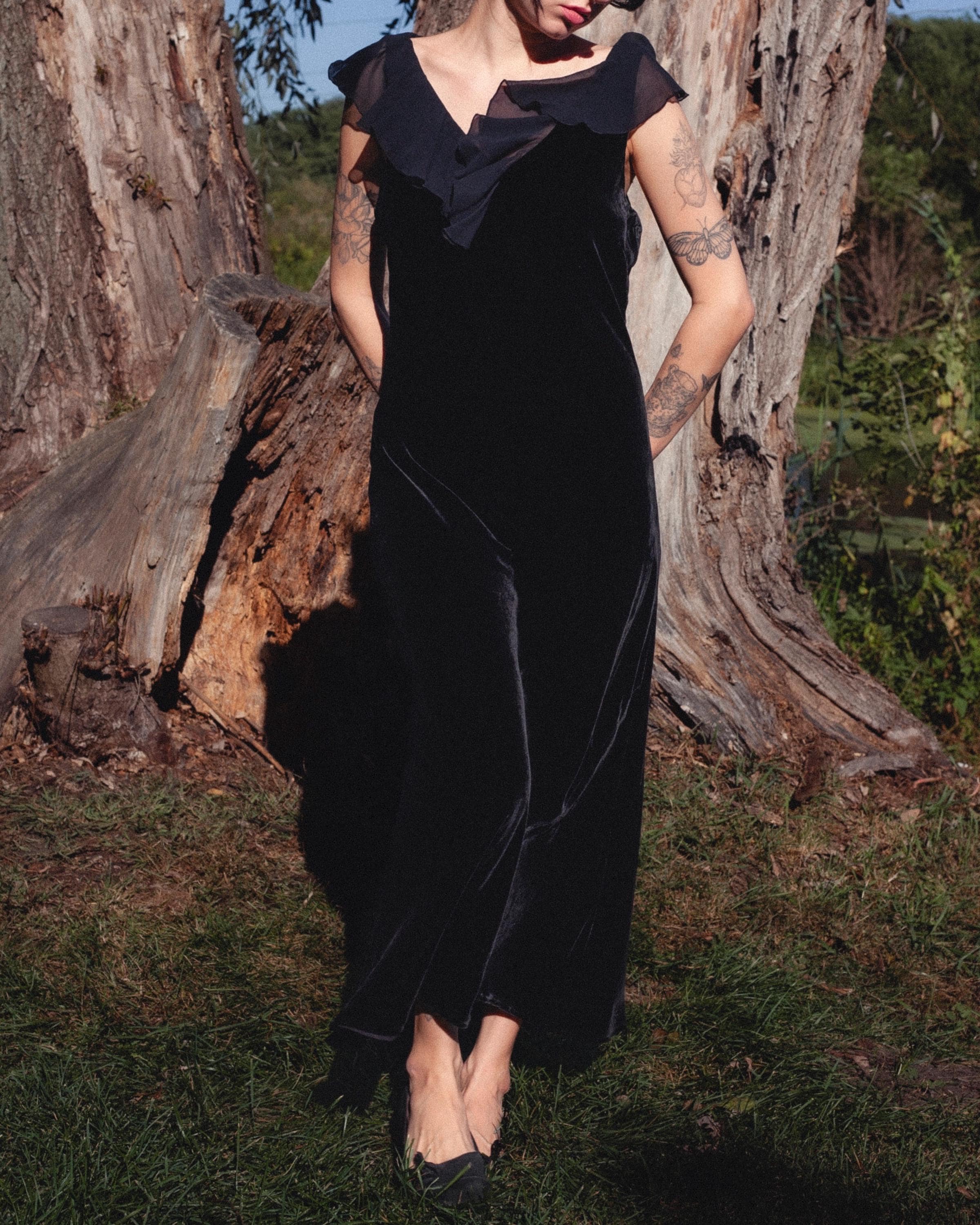 Full Length Black Velvet Dress - Etsy