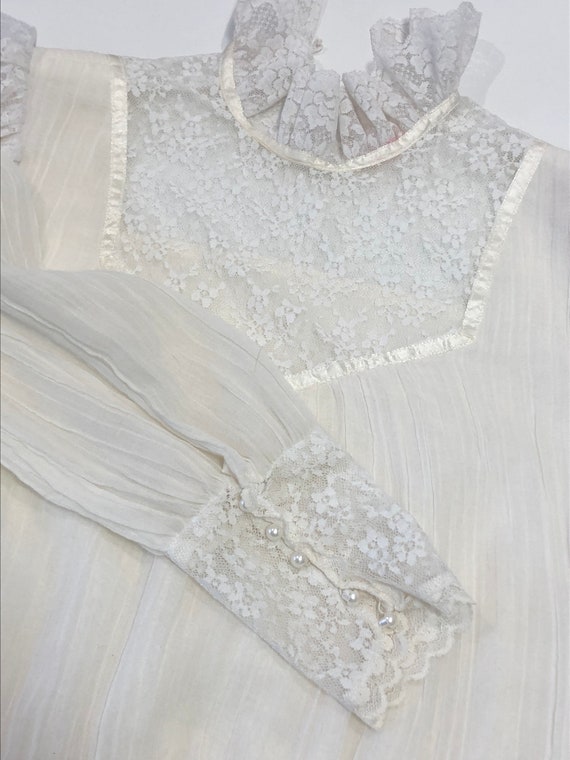 Ethereal vintage Edwardian white dress with high … - image 5