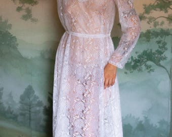 Vintage Edwardian Sheer Lace Maxi dress