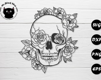 pics Sugar Skull With Roses Svg skull flowers etsy