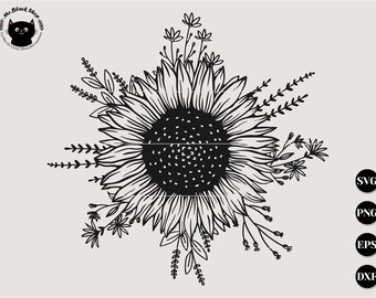 Download Sunflower Outline Etsy