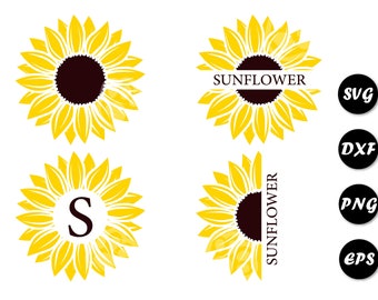 Download Half sunflower svg | Etsy