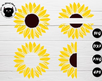 Download Half sunflower svg | Etsy