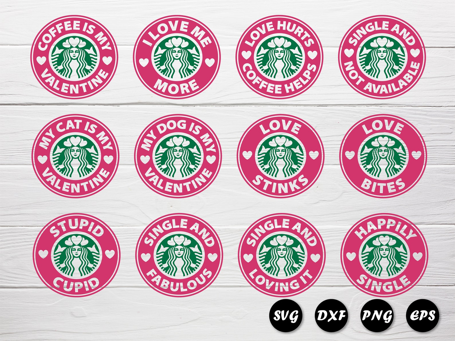 Valentine starbucks svg for single Starbucks cold cup svg Etsy