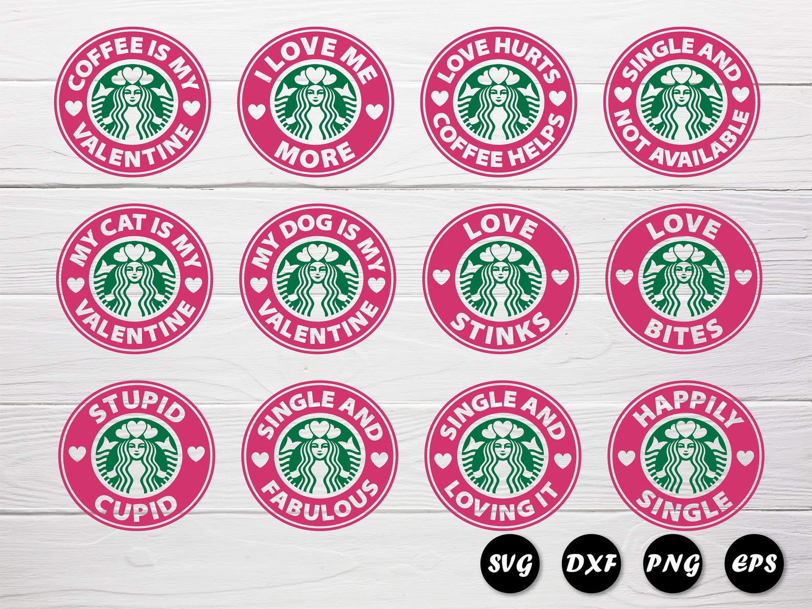 Valentine starbucks svg for single Starbucks cold cup svg | Etsy