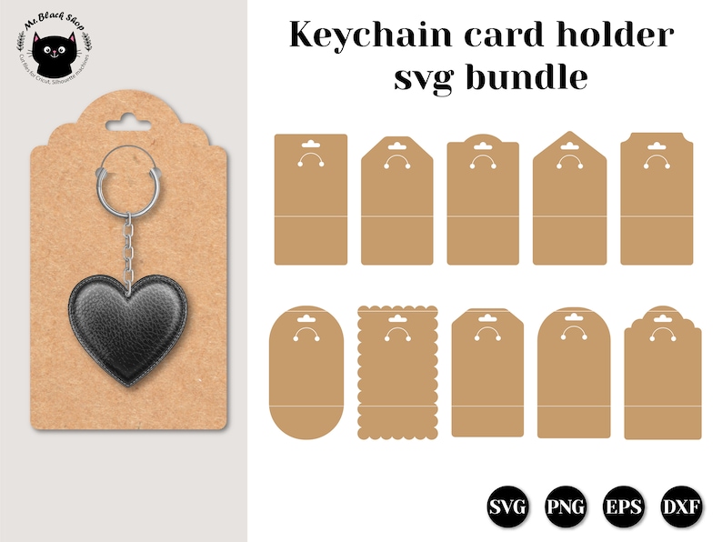 Keychain card holder svg bundle Keyring holder card svg Etsy