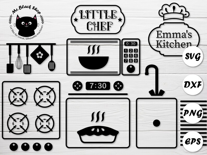 Kids kitchen set svg cut file Play kitchen decal Digital Etsy
