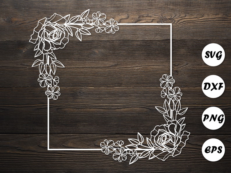Floral monogram svg Monogram frame svg flowers Floral svg Rose svg Floral wreath svg Geometric frame svg Wedding svg Floral frame svg