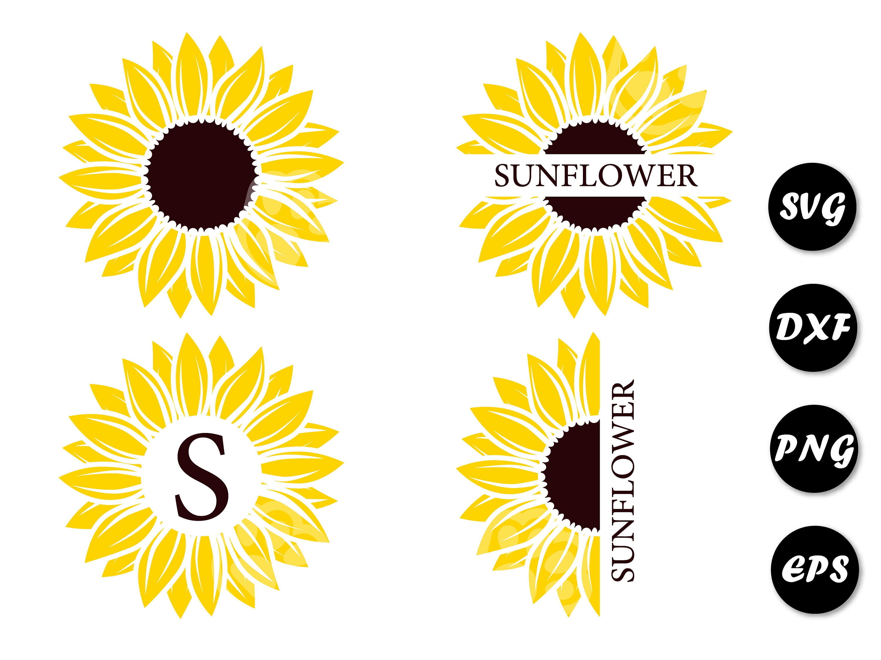 Printable Sunflower Svg File Floral Svg Summer Svg Half Etsy In 2022 ...