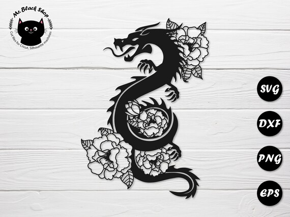 Download Floral Dragon Svg Cut File Flower Svg Png Dragon Clipart Decal Etsy