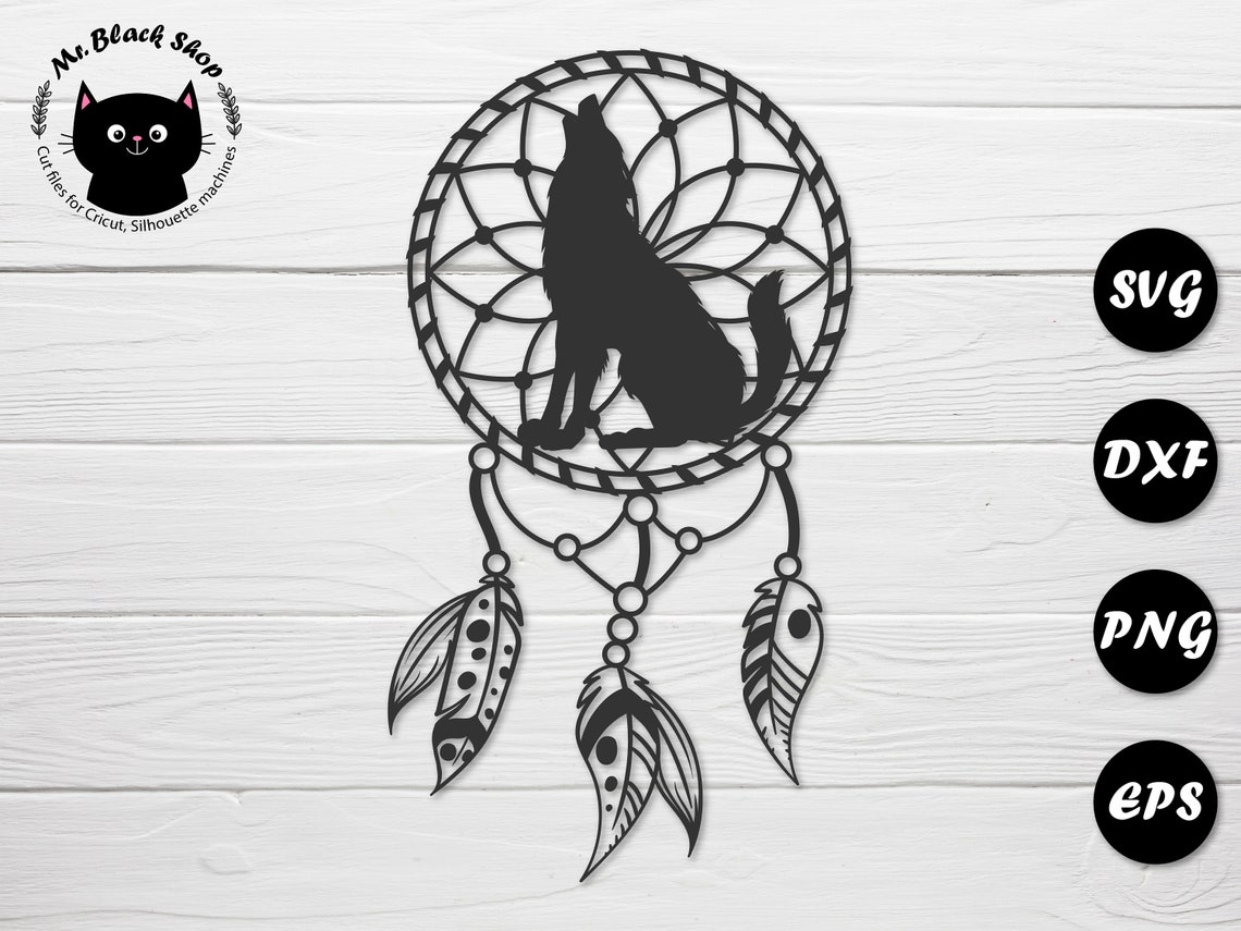 Traumfänger Svg Wolf Svg Dreamcatcher Clipart rustikale | Etsy