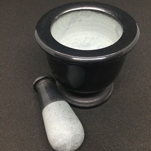 Mortar and Pestle - Soapstone - Apothecary - Black Stone, Herbs, Spice Grinder, Altar Tool - Gift