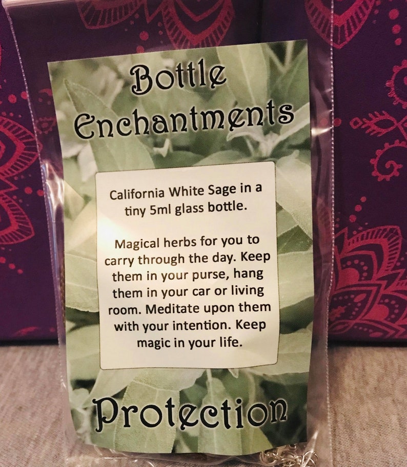 Bottle Enchantments Protection White Sage Magical Herbs Meditation Necklace image 6