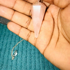 Pendulum Rose Quartz Divination Altar Tools Healing Crystal Rose Stone Rose Quartz Gemstone Reading Crystal Chakra Reiki image 4