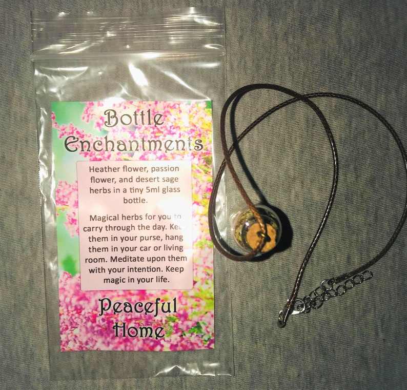 Bottle Enchantments Peaceful Home Desert Sage Relaxation Protection Magical Herbs Meditation Necklace image 2