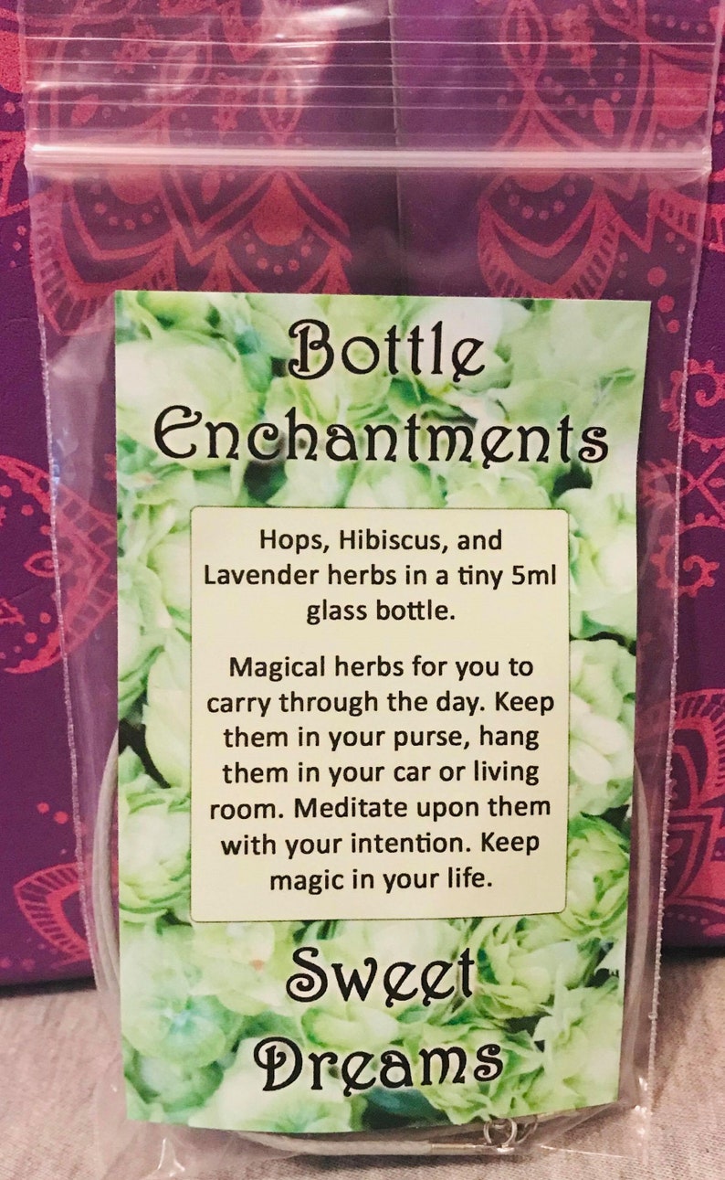 Bottle Enchantments Sweet Dreams Hibiscus Relaxation Sleep Aid Magical Herbs Meditation Necklace image 6