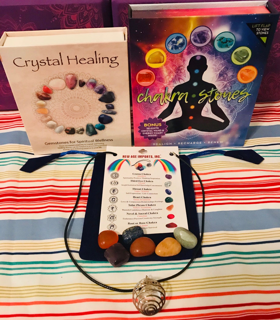 7 Chakras Set - Crystal Necklace - Chakra Stones - Beginner Crystal Kit ...