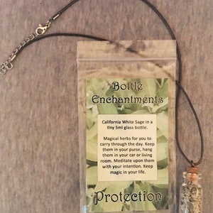 Bottle Enchantments Protection White Sage Magical Herbs Meditation Necklace image 3