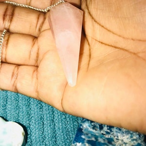 Pendulum Rose Quartz Divination Altar Tools Healing Crystal Rose Stone Rose Quartz Gemstone Reading Crystal Chakra Reiki image 10