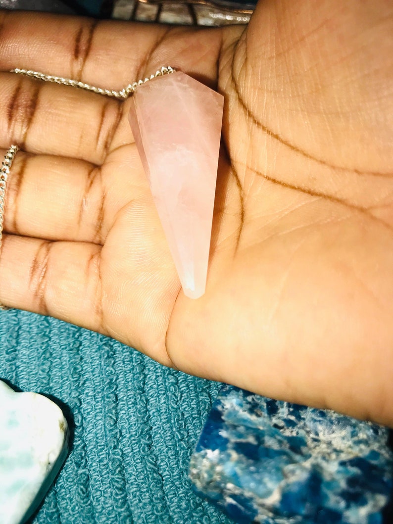 Pendulum Rose Quartz Divination Altar Tools Healing Crystal Rose Stone Rose Quartz Gemstone Reading Crystal Chakra Reiki image 10