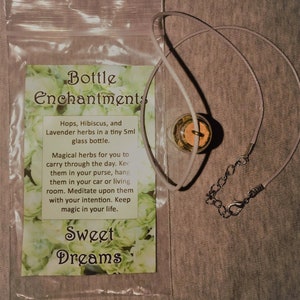 Bottle Enchantments Sweet Dreams Hibiscus Relaxation Sleep Aid Magical Herbs Meditation Necklace image 3