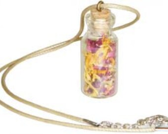 Bottle Enchantments - Love Drawing - Rose - Marigold - Magical Herbs - Meditation - Necklace