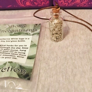 Bottle Enchantments Protection White Sage Magical Herbs Meditation Necklace image 8