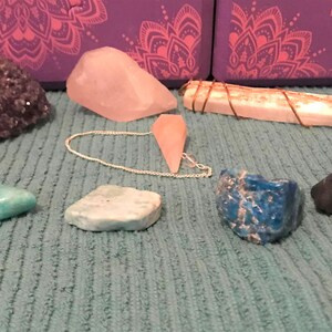 Pendulum Rose Quartz Divination Altar Tools Healing Crystal Rose Stone Rose Quartz Gemstone Reading Crystal Chakra Reiki image 6