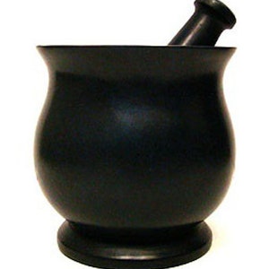 Mortar and Pestle - Soapstone - Apothecary - Tall Plain - Black Stone, Herbs, Spice Grinder, Altar Tool  - Gift