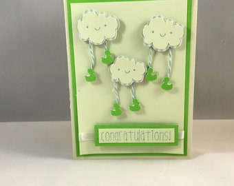 Clouds and Hearts Baby Card