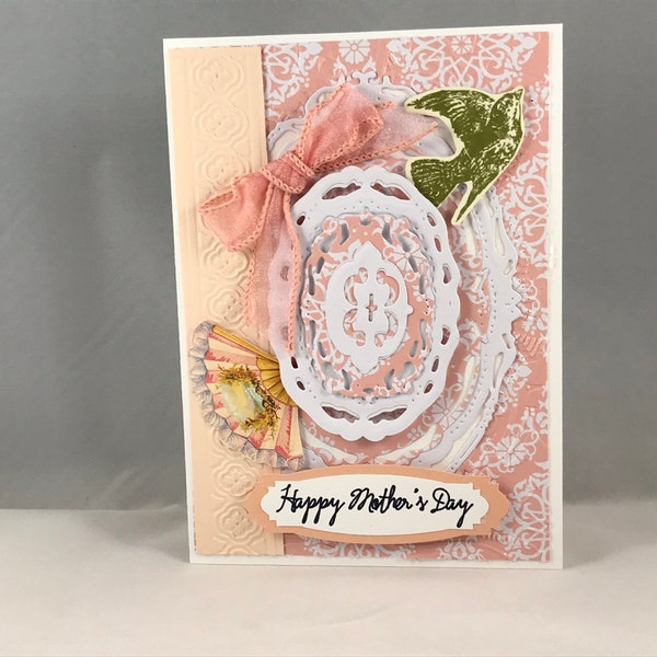 Salmon and White Mother's Day Card