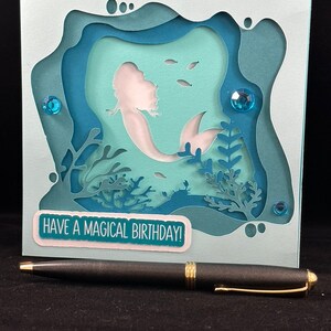 Carte d'anniversaire 3D Shadowbox sirène