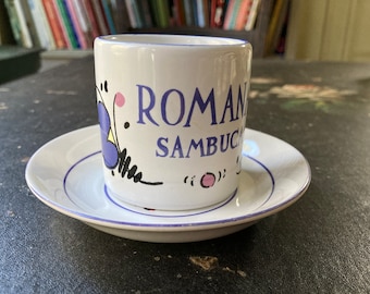 Taza demitasse italiana Romana Sambuca, taza de espresso y platillo