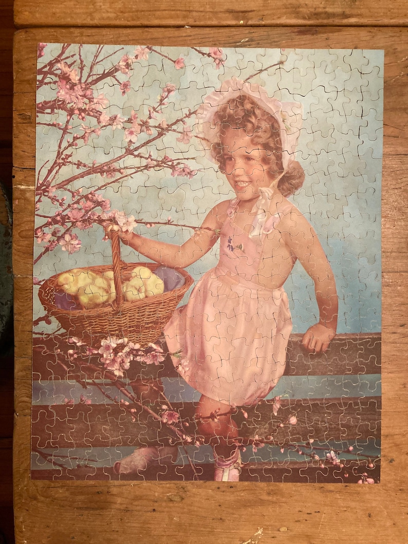 Charming vintage Easter girl and chick puzzle
