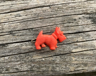 Vintage Scottie dog red barrette