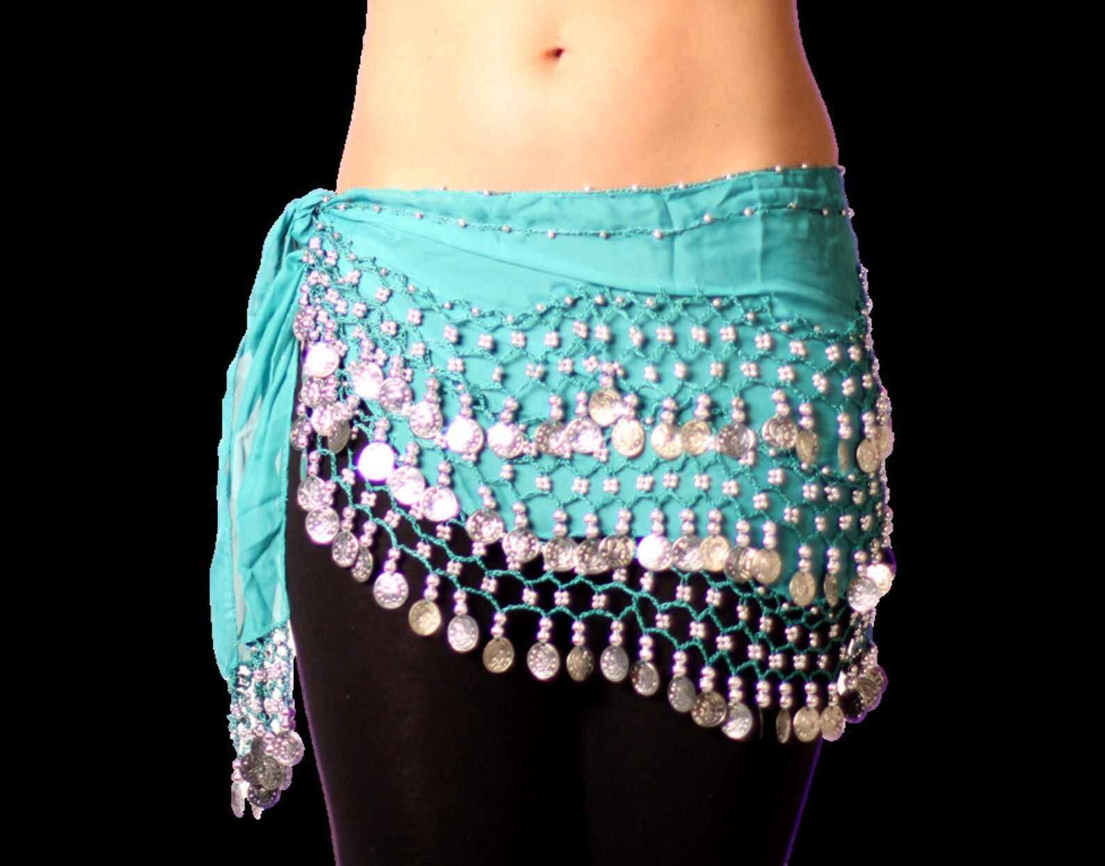 Hand Made Hip Scarf Great for Zumba Fitness Classes and Belly Dancing Coin Skirts With FREE