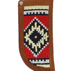 Etui pour couteau brodé en cuir marron vieilli 4" western 29RTE01