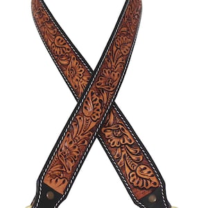 Bolso de mano de repuesto personalizado con correa de guitarra de cuero genuino hecho a mano de 38" a 40" ajustable RS