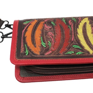 Cartera personalizada personalizada, cartera de mano, de cuero, pintada a mano