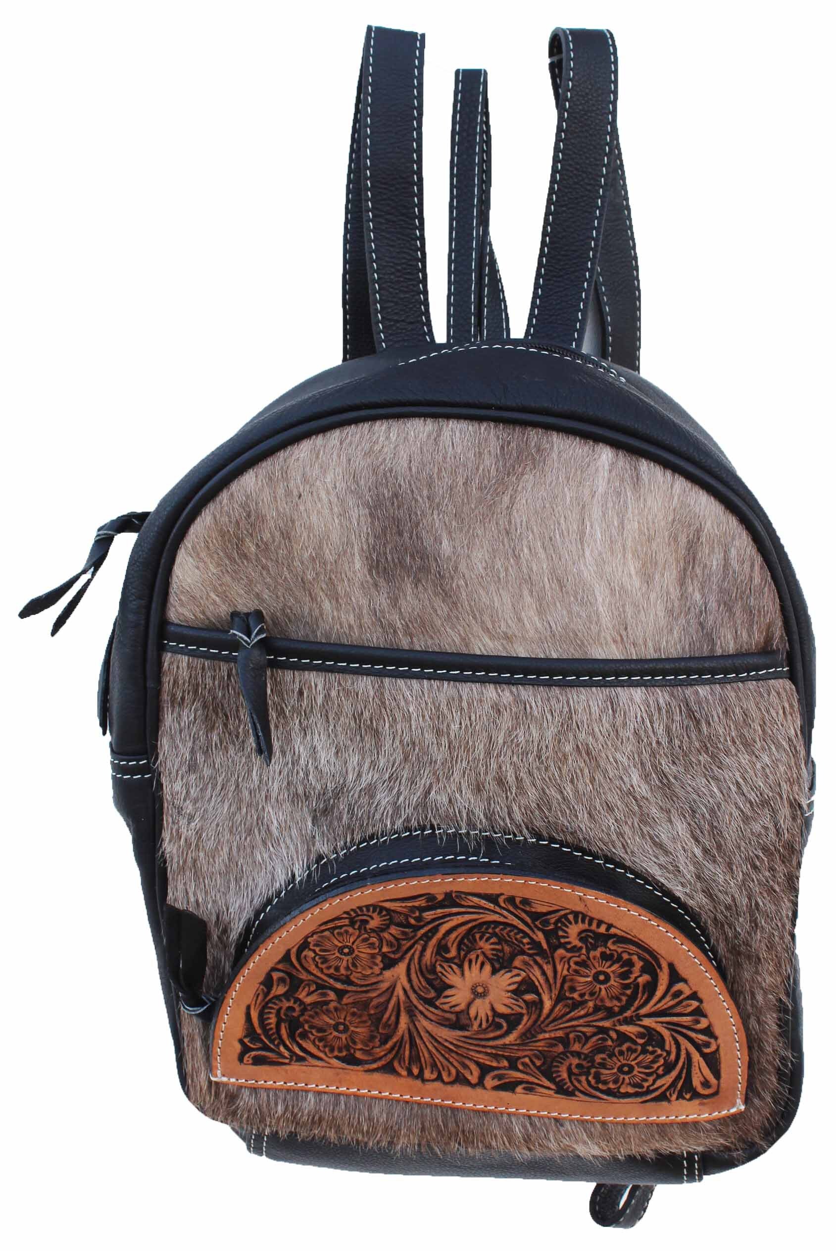 Hand-Tooled Leather Backpack in Natural Tan Unisex Leather Backpack Genuine Rucksack Vintage Laptop  main image 2