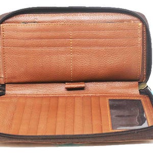 Cartera de piel de vaca personalizada de 8 x 4, con bolsillo con cremallera, tipo sobre, estilo occidental, para mujer y hombre